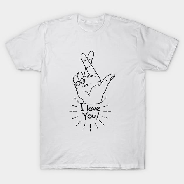 I love you - Cross fingers T-Shirt by diardo